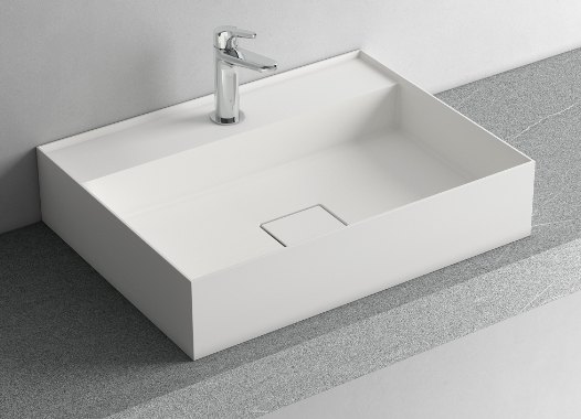 Figura washbasin — Solid Surface · L 60/70/85/95/105/120 × P 46 × H 13 cm