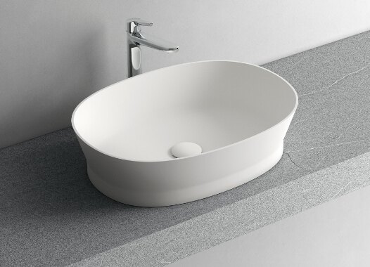 Reel countertop washbasin — Mineralux, all RAB colours · L 55 × H 14 cm