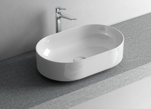 Smart countertop washbasin — white ceramic · L 54 × P 34,5 × H 15 cm