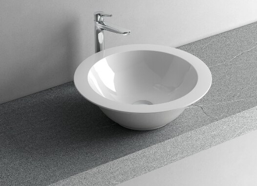 Spazio countertop washbasin — white ceramic · L 46 × P 46 × H 14,5 cm