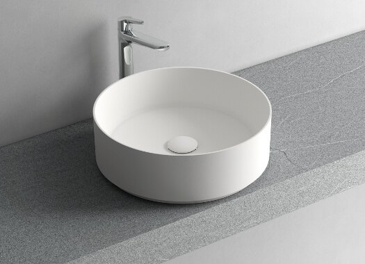 Vega countertop washbasin — white or two-tone, Deimos / Tecnoril / Geacril · L 58 × P 35 × H 14 cm