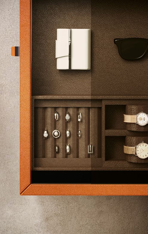 Custom wardrobe — Island drawer with watch and jewellery inserts