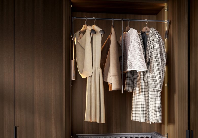Custom wardrobe — Pull down clothes rod
