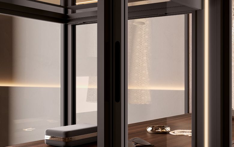 Custom wardrobe — Glass door and handle