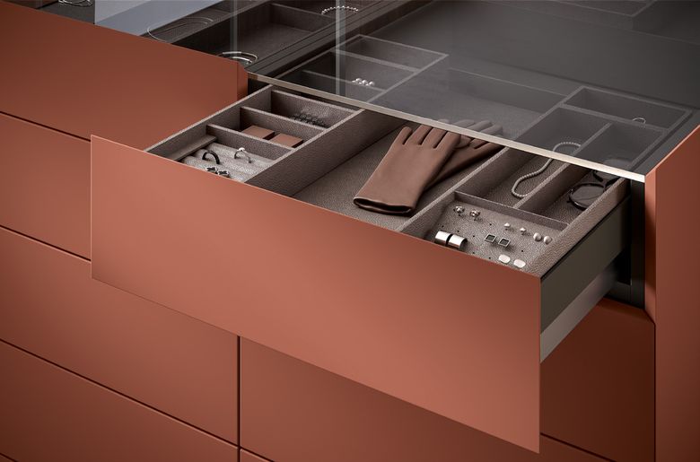 Custom wardrobe — Island drawer with jewellery inserts