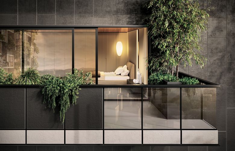 Custom wardrobe — Bedroom seen from the terrace