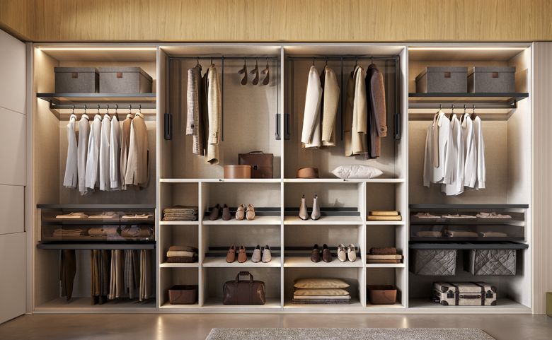 Custom wardrobe — Wardrobe interior with the doors removed