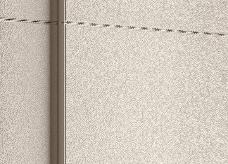Custom wardrobe — Leather door seam and stitching