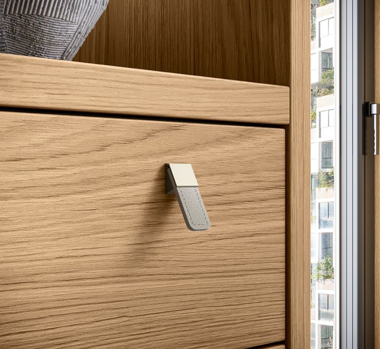 Custom wardrobe — Leather drawer pull