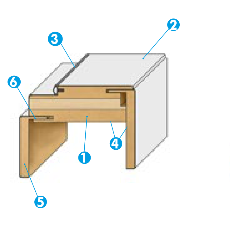 GD Dorigo R70 standard jamb section — coupled MDF and plywood with telescopic flap