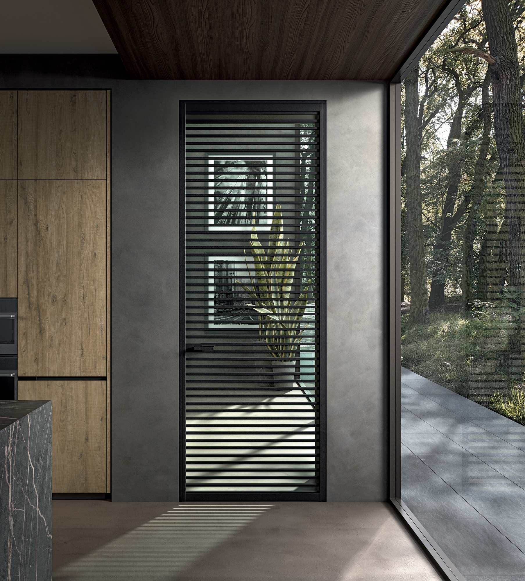 Kyra glass door — sliding panel detail