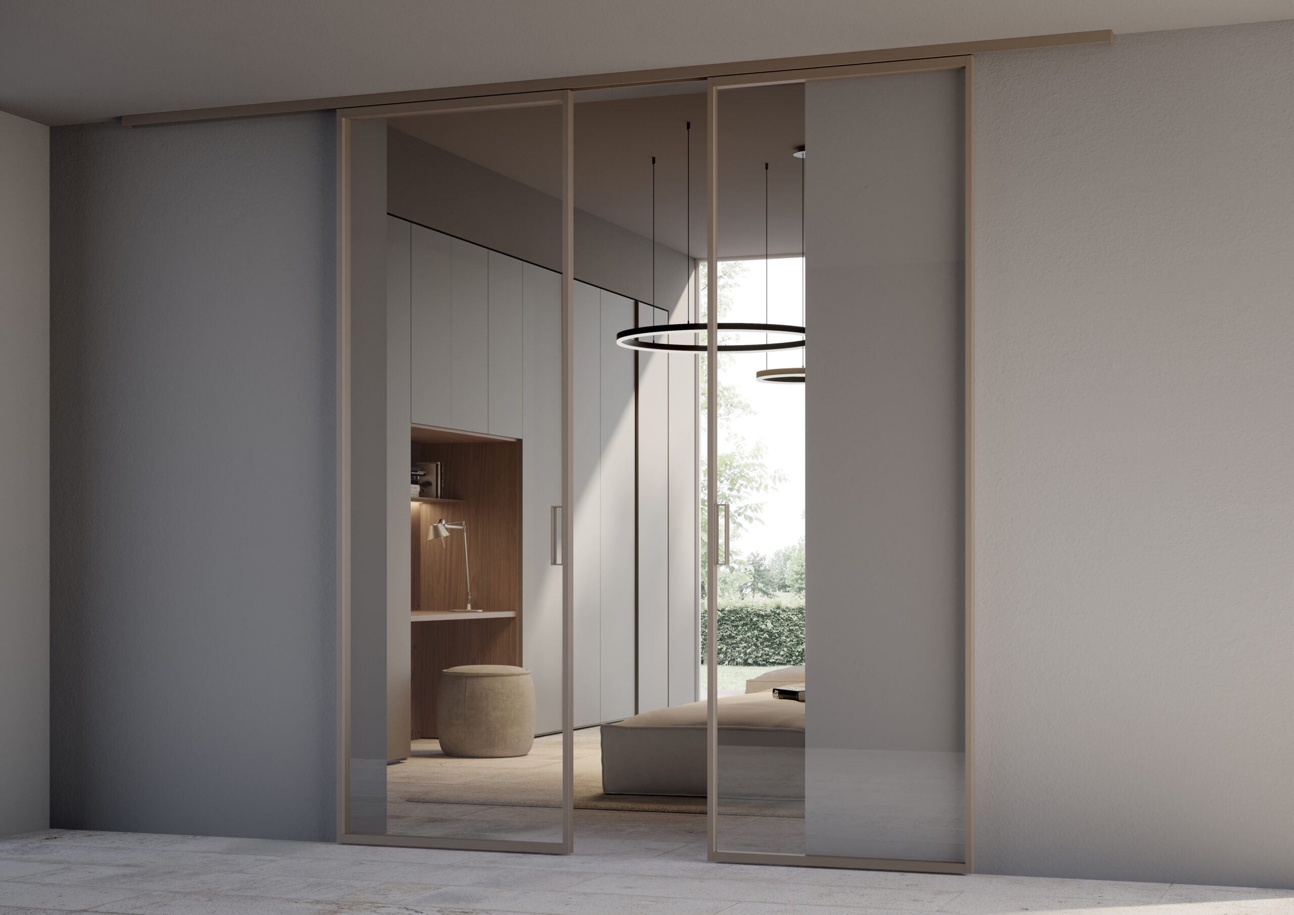 Kyra glass door collection — hinged and sliding interior installation