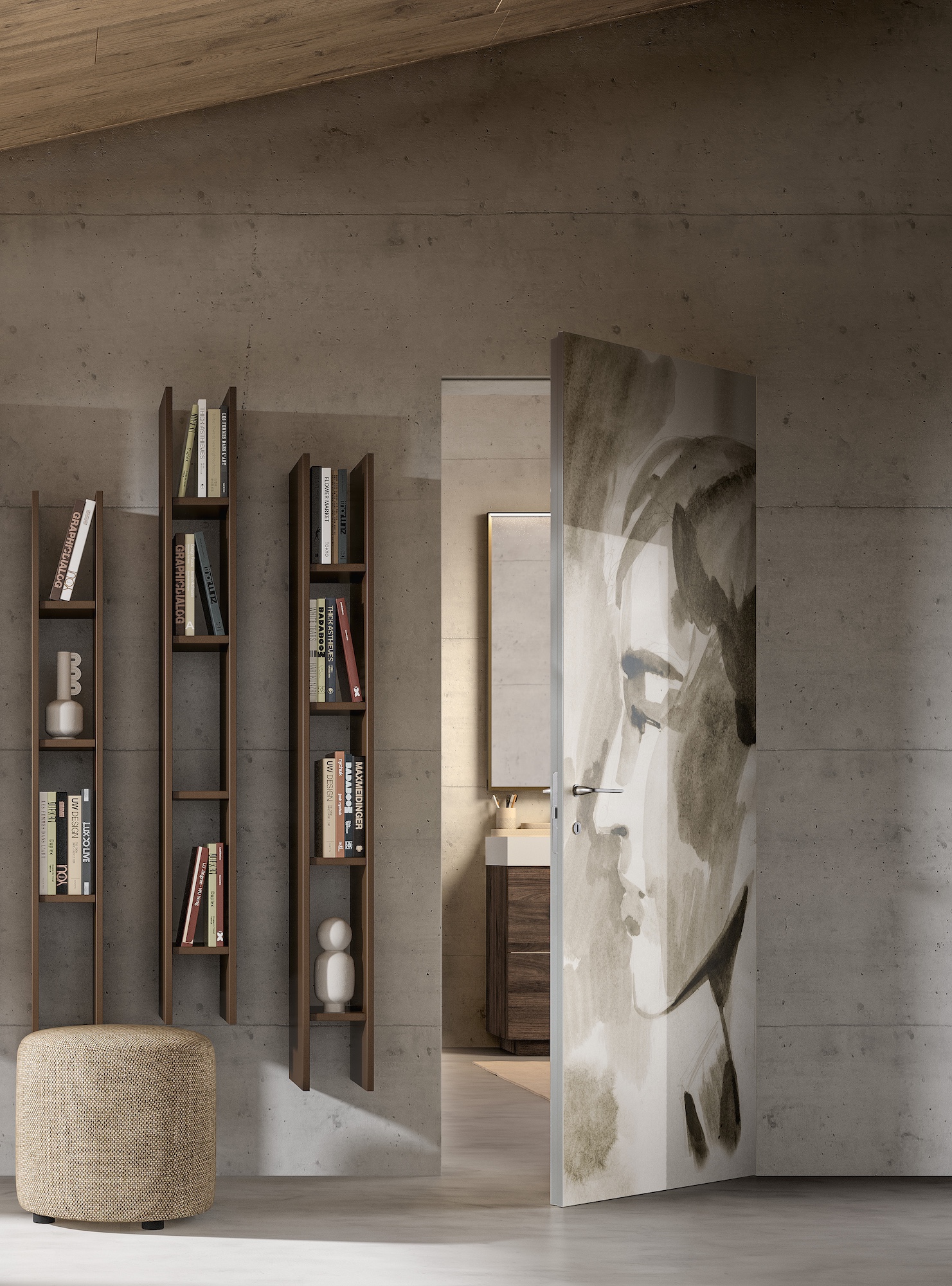 Life aluminium-profile glass door in an open living interior