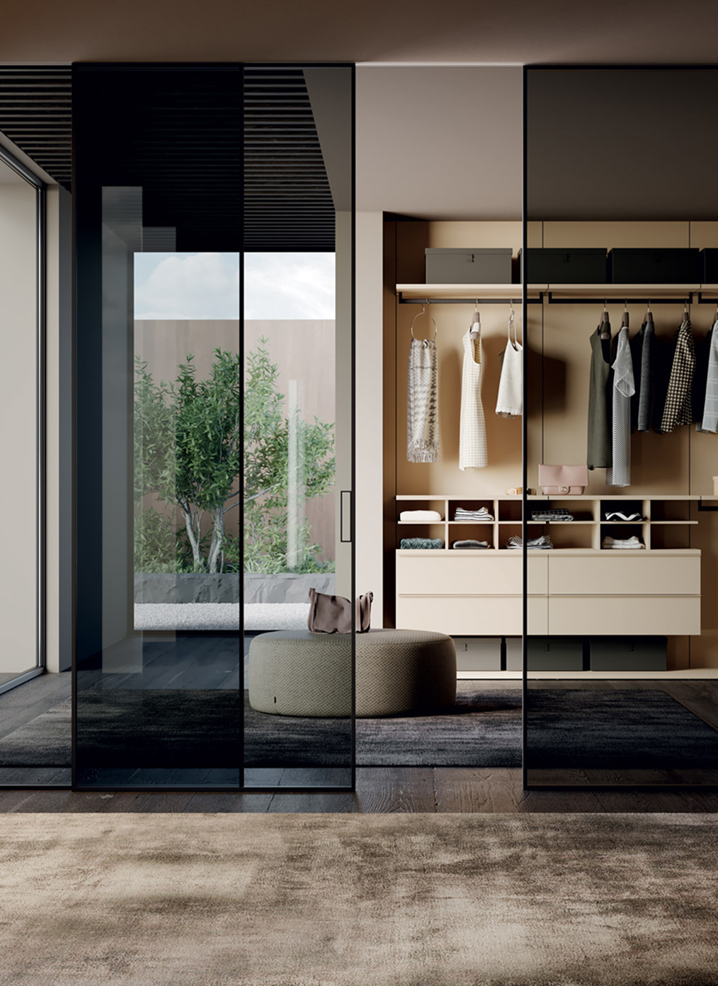 Aluminium glass door — close finish detail in vertical orientation