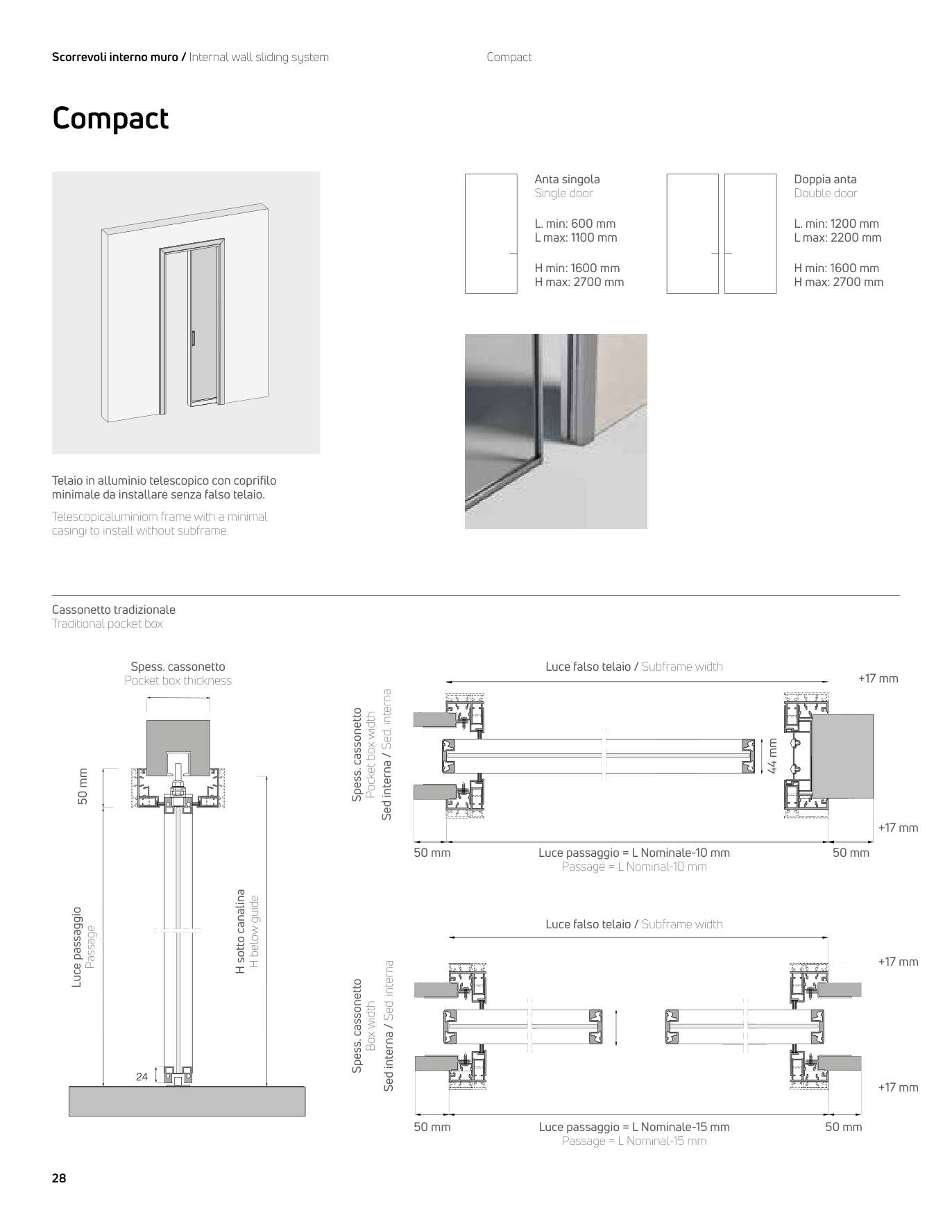 Compact Pocket — dimensions and fixing details from the CB Systems catalogue