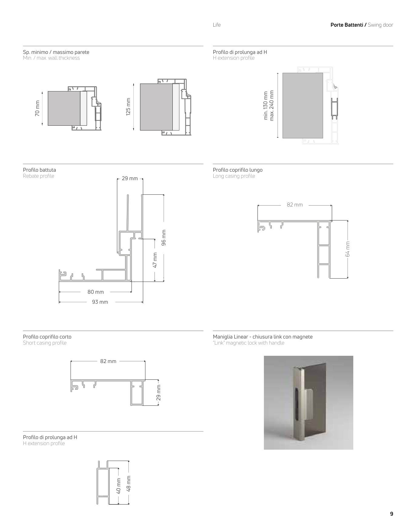 Life — dimensions and fixing details from the CB Systems catalogue