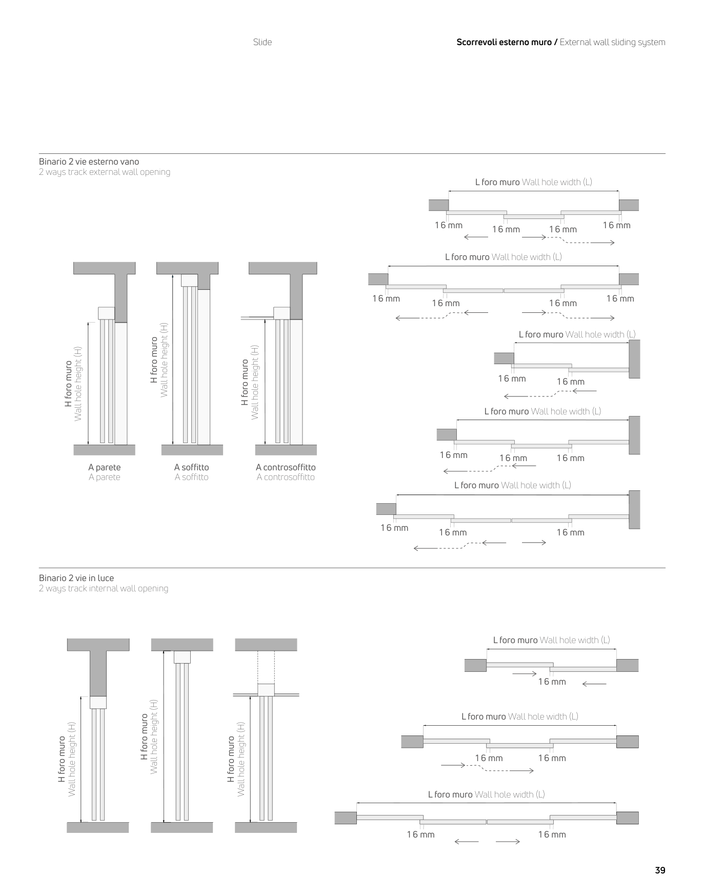 Slide — dimensions and fixing details from the CB Systems catalogue