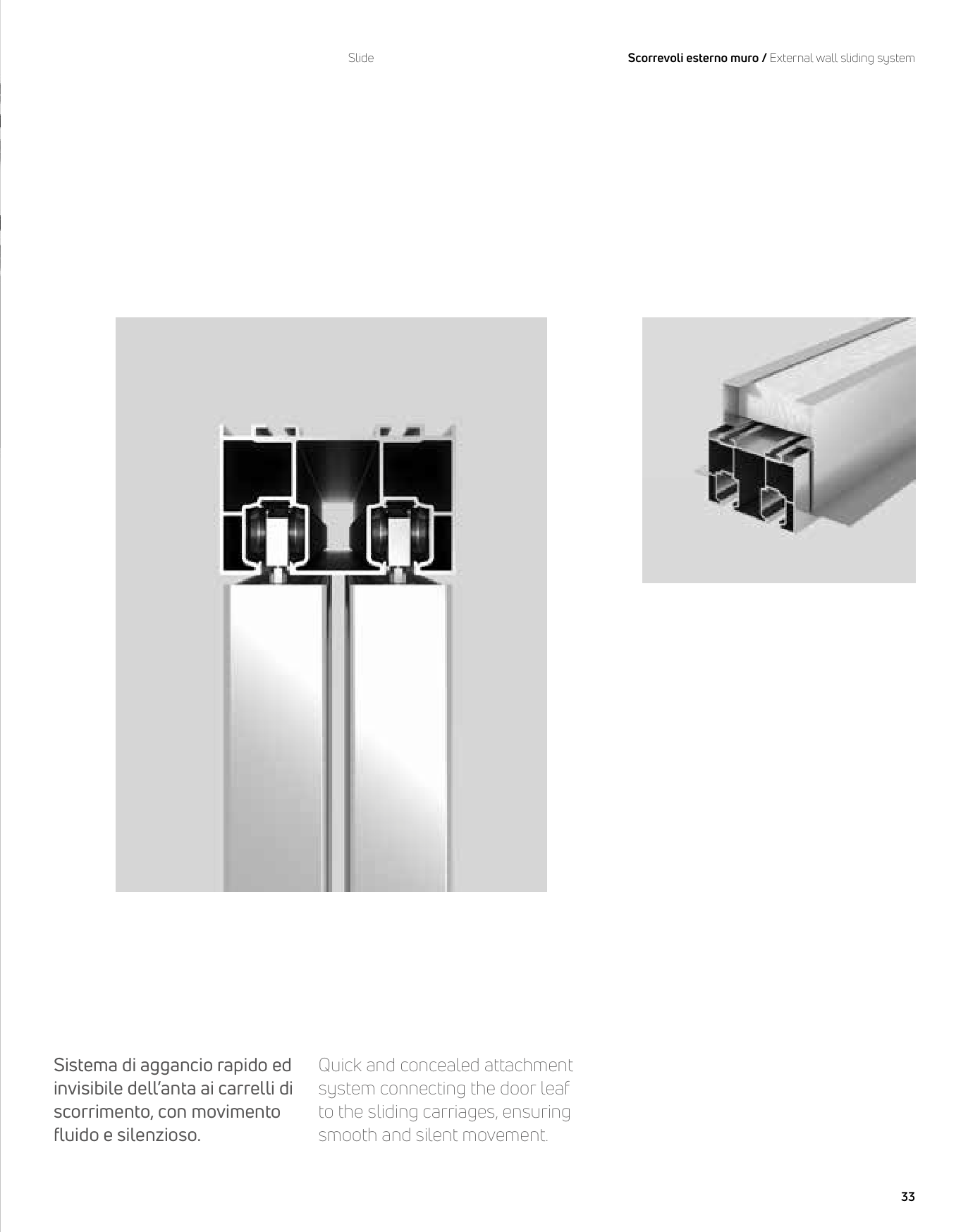 Slide — dimensions and fixing details from the CB Systems catalogue