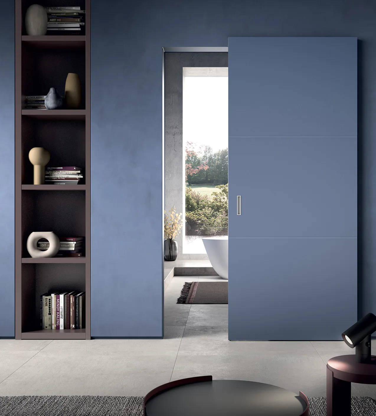 GD Dorigo Venus pantographed lacquered door in slate blue