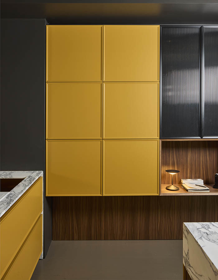 Quintessence fluted-glass cabinetry detail