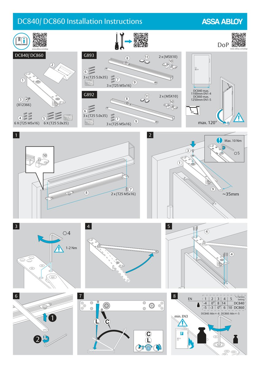 Abloy DC840 concealed door closer datasheet