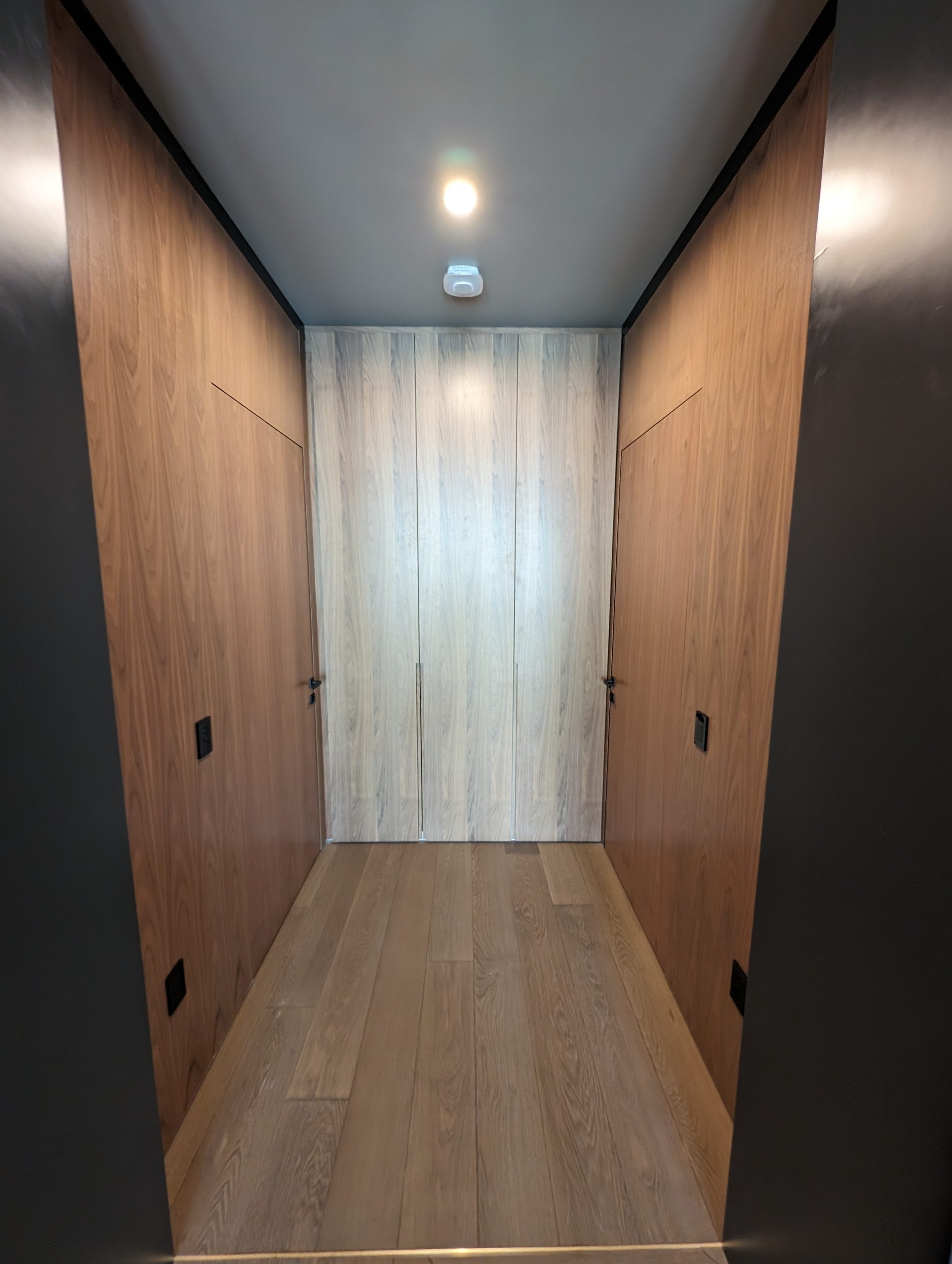 Second paneled corridor, oak leaves set flush with the wall lining