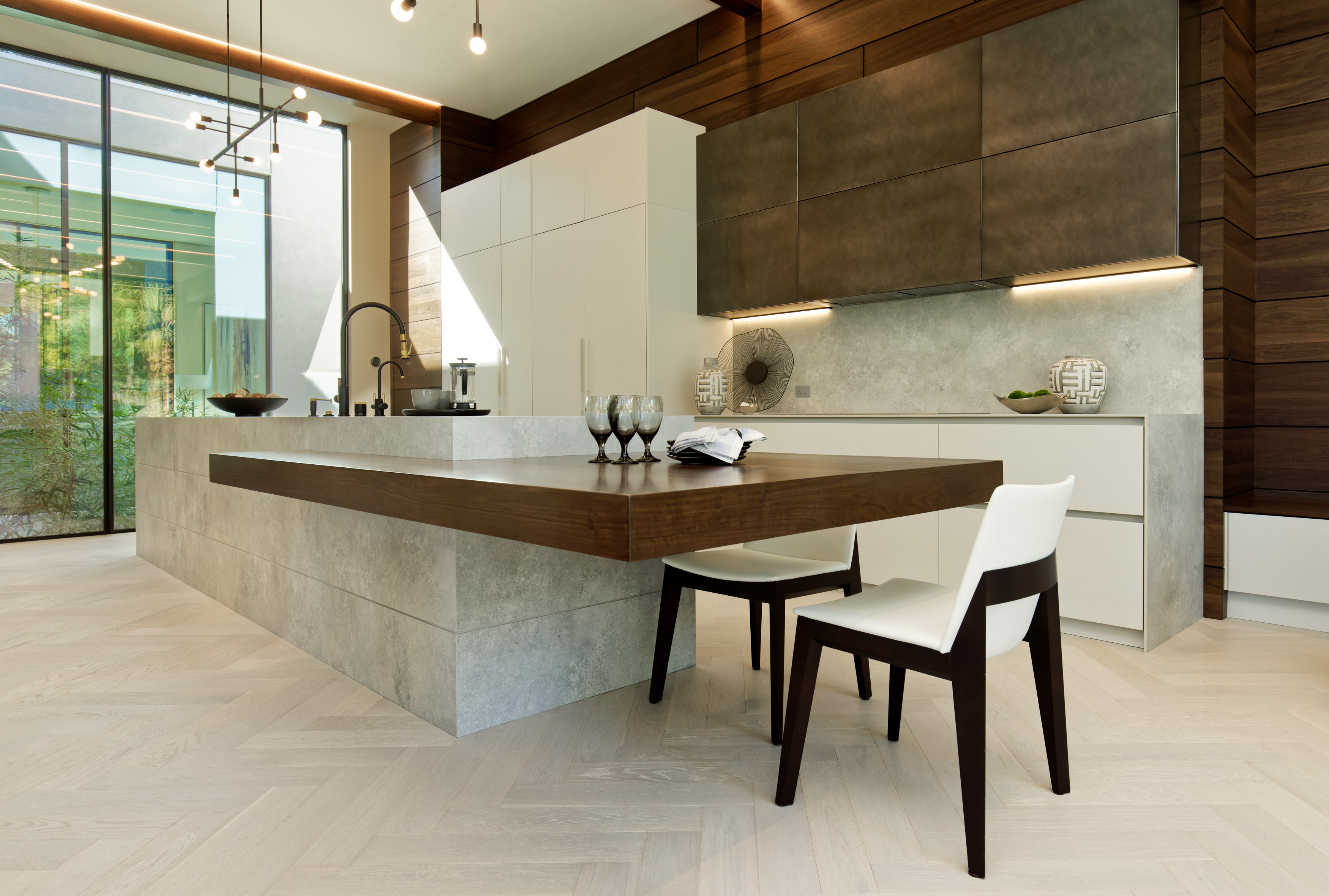 Open kitchen and dining — interior doors and hardware in context
