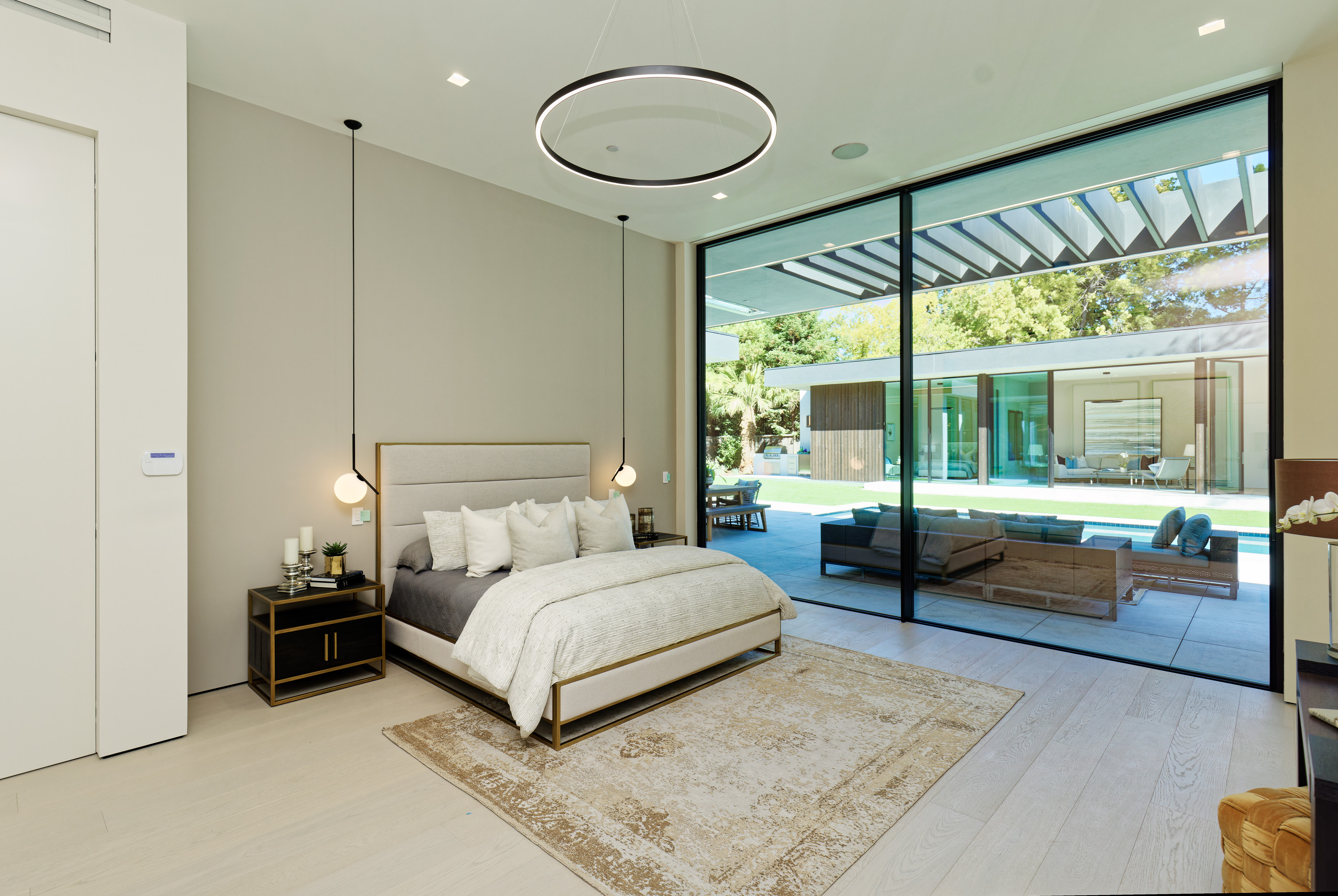 Bedroom opening to pool courtyard