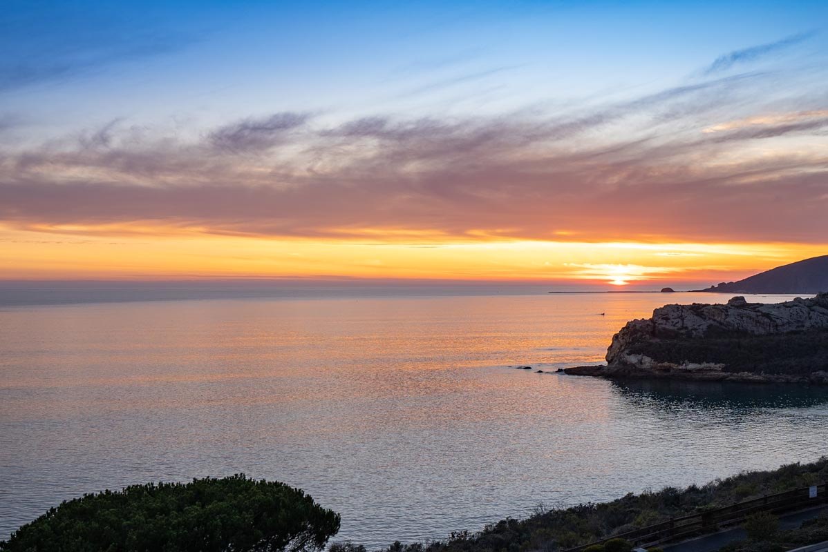 The evening panorama down the coastline